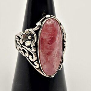 Vintage Carolyn Pollack Relios Sterling Silver Rhodochrosite Ring Size 8.5
